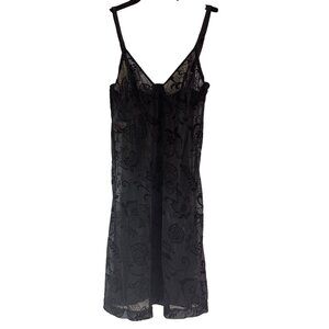 Vintage Donne Di Piera Sleepwear Women's Black Mesh Embroidered Floral Size S